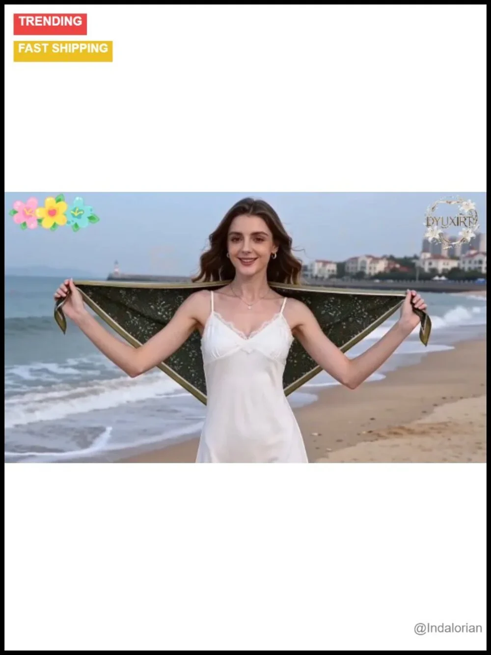 Triangle Shawls Scarf Hair Neck Women Fashion Silk Feeling Lightweight 51in